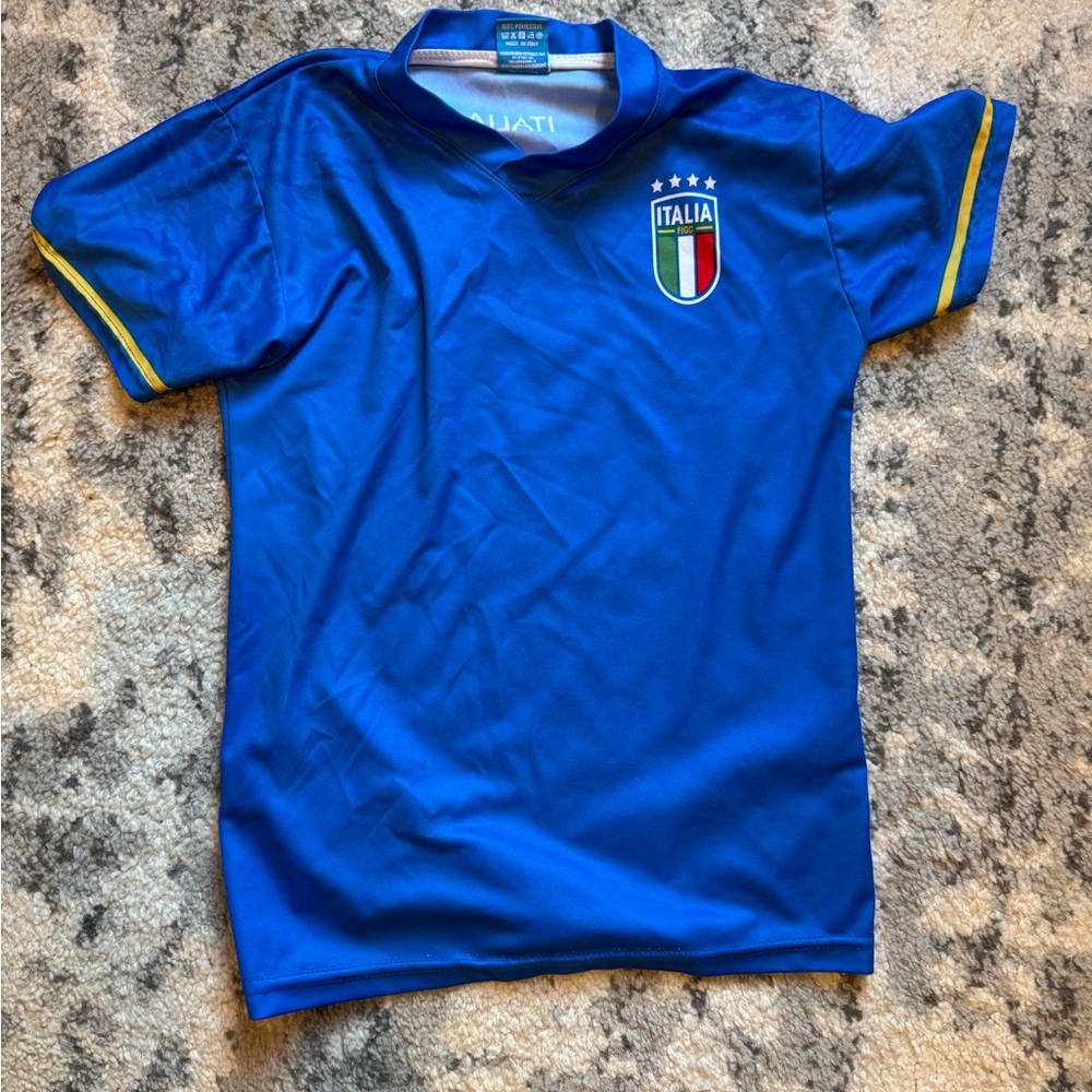 Blue Kids Italy soccer Jersey  with Italy Emblem